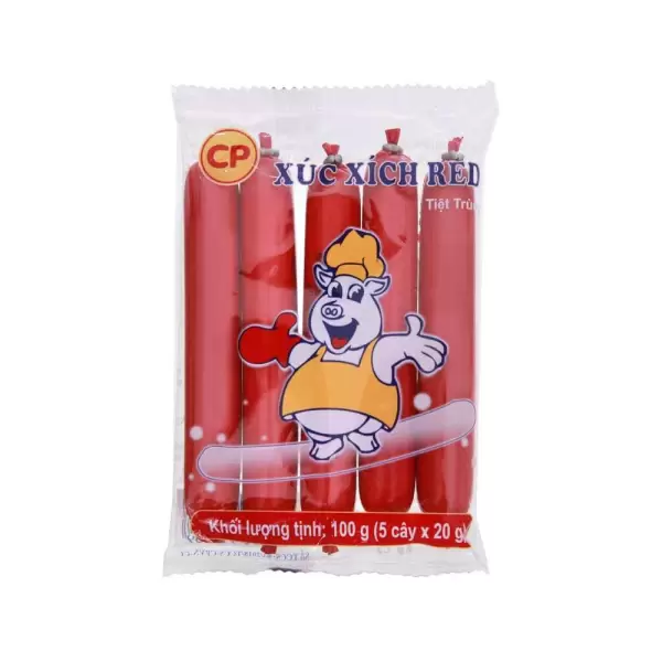 Xúc xích tiệt trùng C.P Red, gói 5 cây, 20g/cây