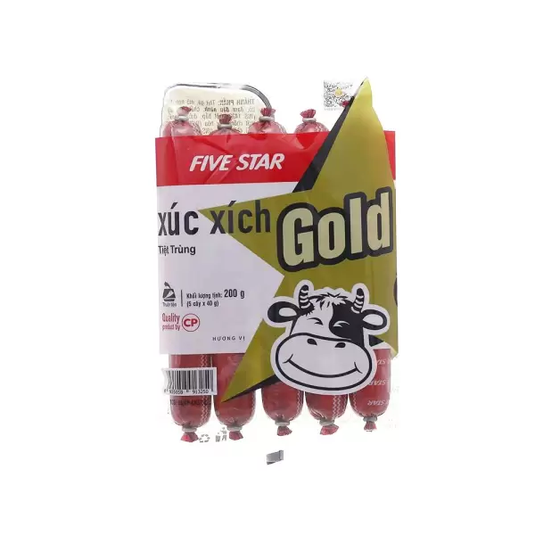 Xúc xích tiệt trùng CP Gold Fivestar, gói 5 cái, 40g/cái