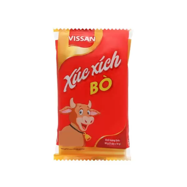 Xúc xích tiệt trùng Vissan bò, gói 5 cây, 18g/cây